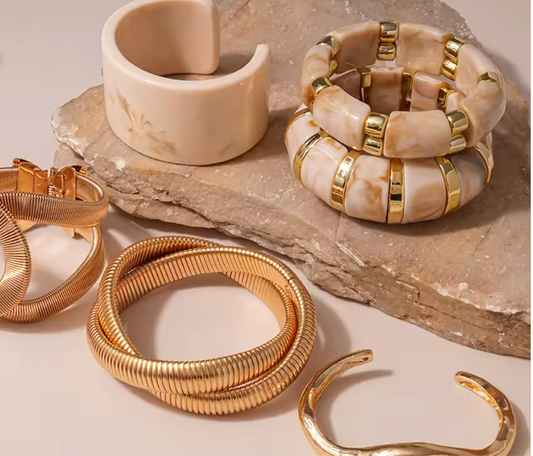 Lexi beige beaded bracelet worn on wrist — Alphenik UAE