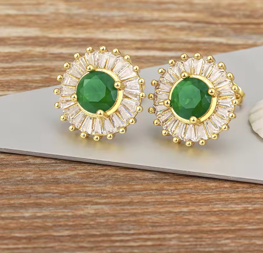 Solange green and white zircon stud earrings pair โ Alphenik UAE