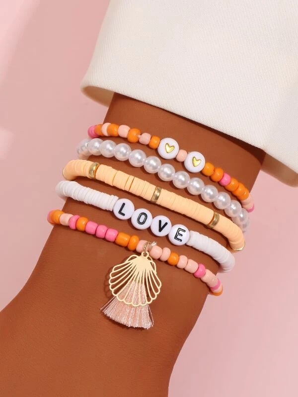 5pcs Tassel Beaded Bracelet