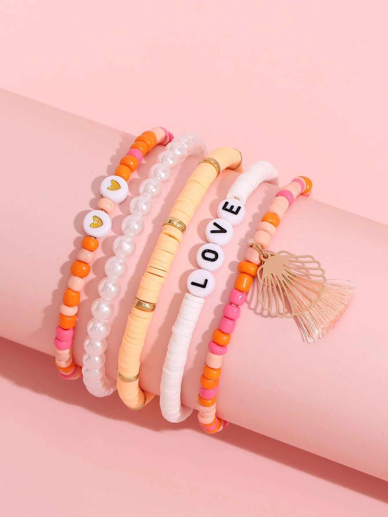 5pcs Tassel Beaded Bracelet