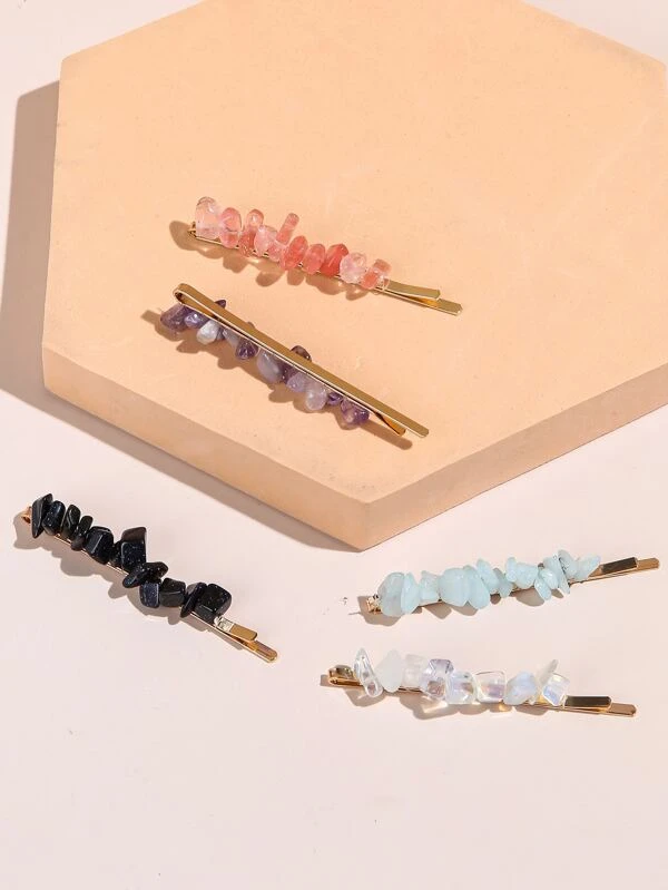 5pcs Stone Bobby Pin