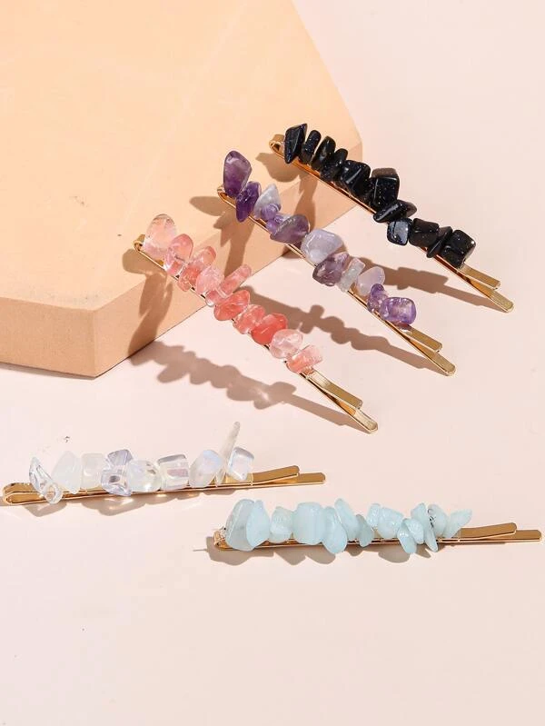 5pcs Stone Bobby Pin