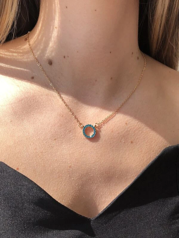 Rhinestone Round Necklace