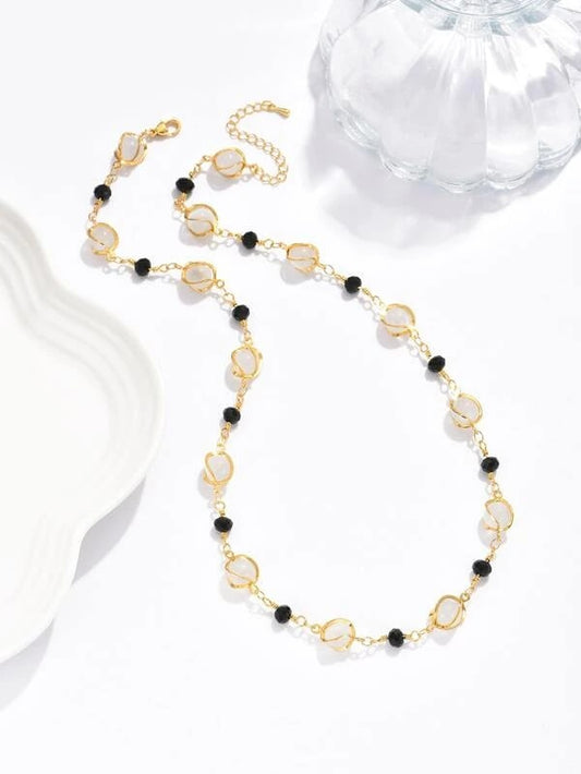 Lydia 18K gold plated bead necklace for layering, Alphenik UAE