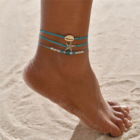 3pcs Shell Star Anklet