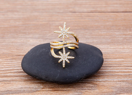 18K Gold Plated Stars Ring