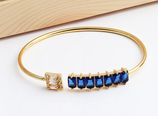 18K Gold Plated Blue Zircon Bangle