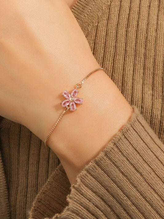 Zircon Pink Flower Bracelet