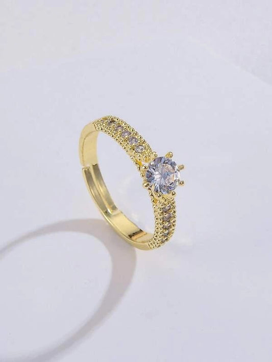 14K Gold Plated Zircon Charm Ring