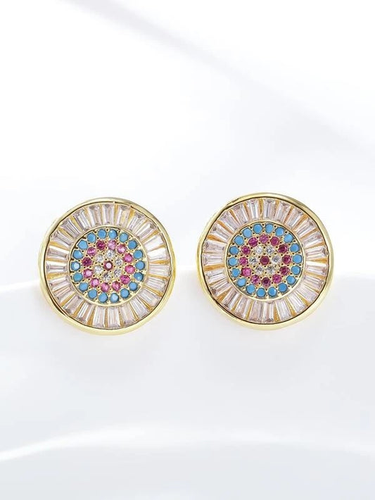 18K Gold Plated Round Stud Earring