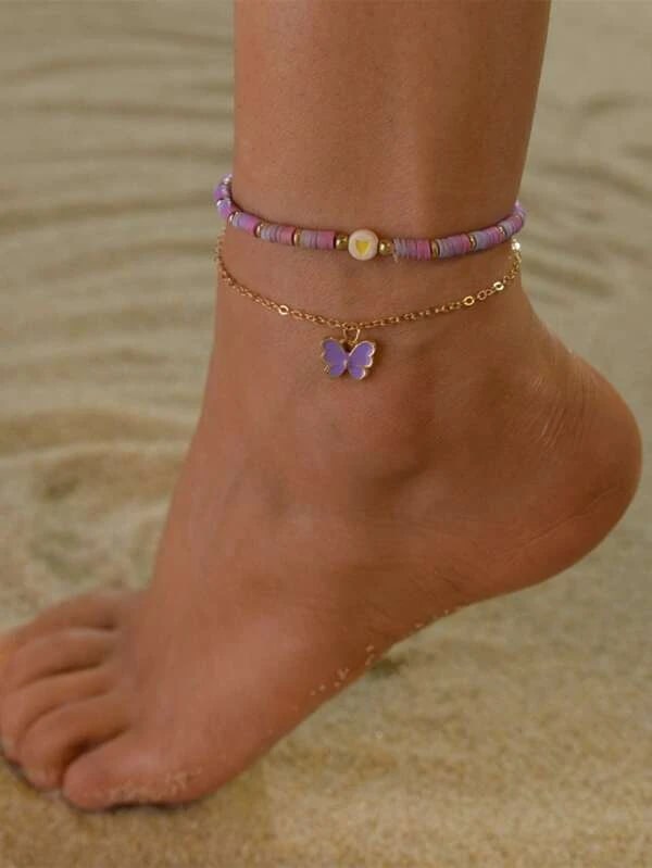 2pcs Butterfly Anklet