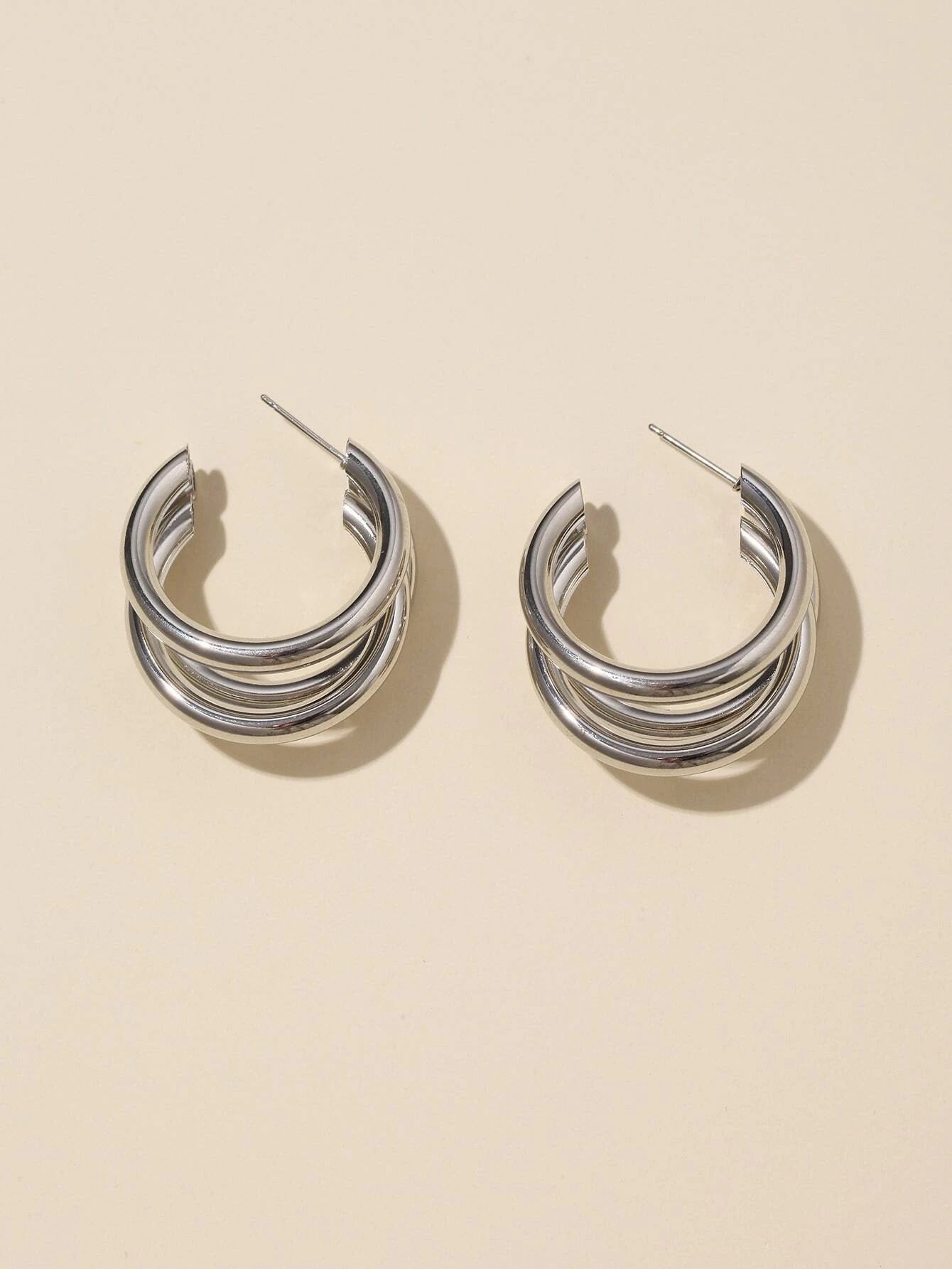 2 pairs Layered Open Hoop Earring