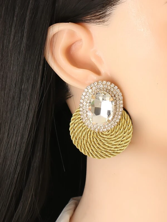 Rhinestone Braided Design Earring