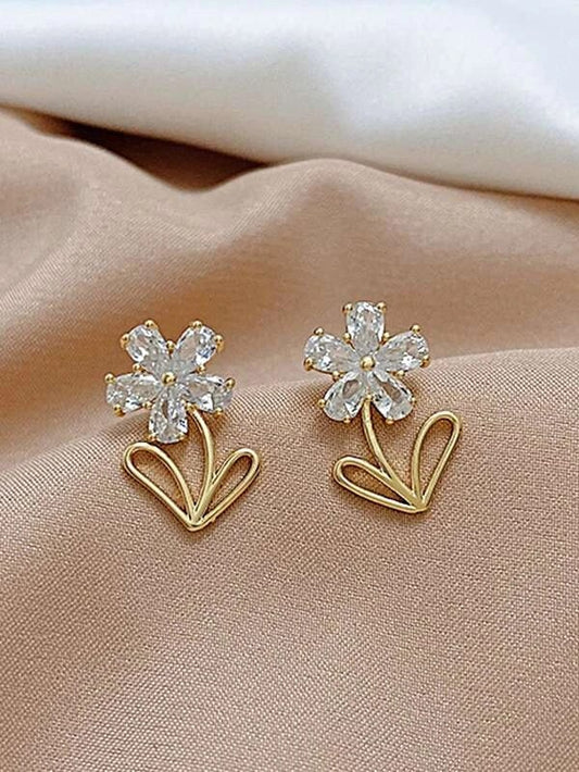 Rhinestone Flower Stud Earring