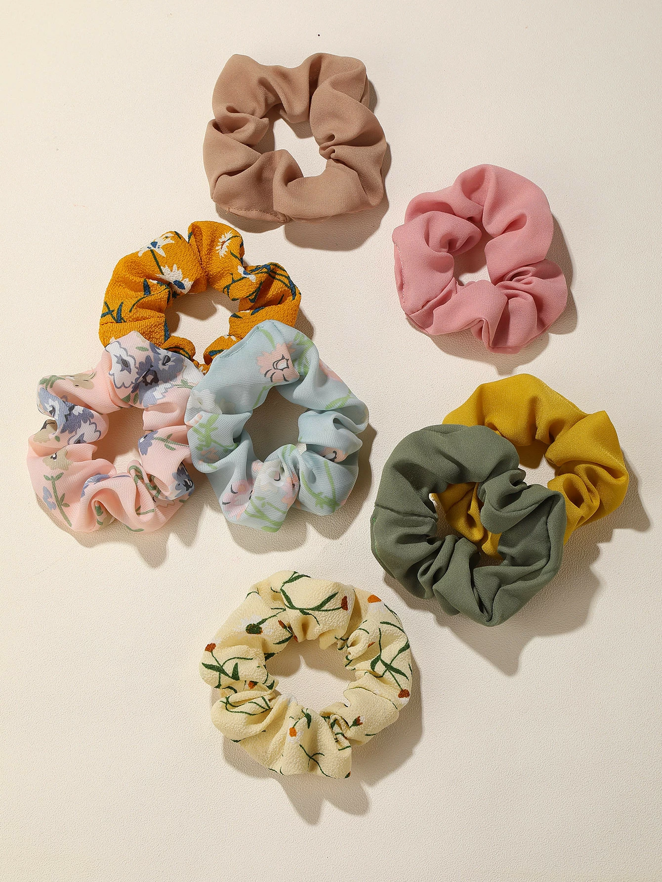 8pcs Floral Pattern Scrunchy