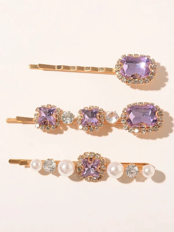 3pcs Gemstone Bobby Pin