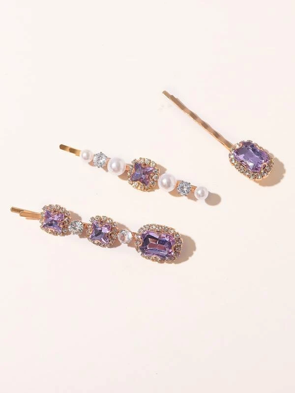 3pcs Gemstone Bobby Pin